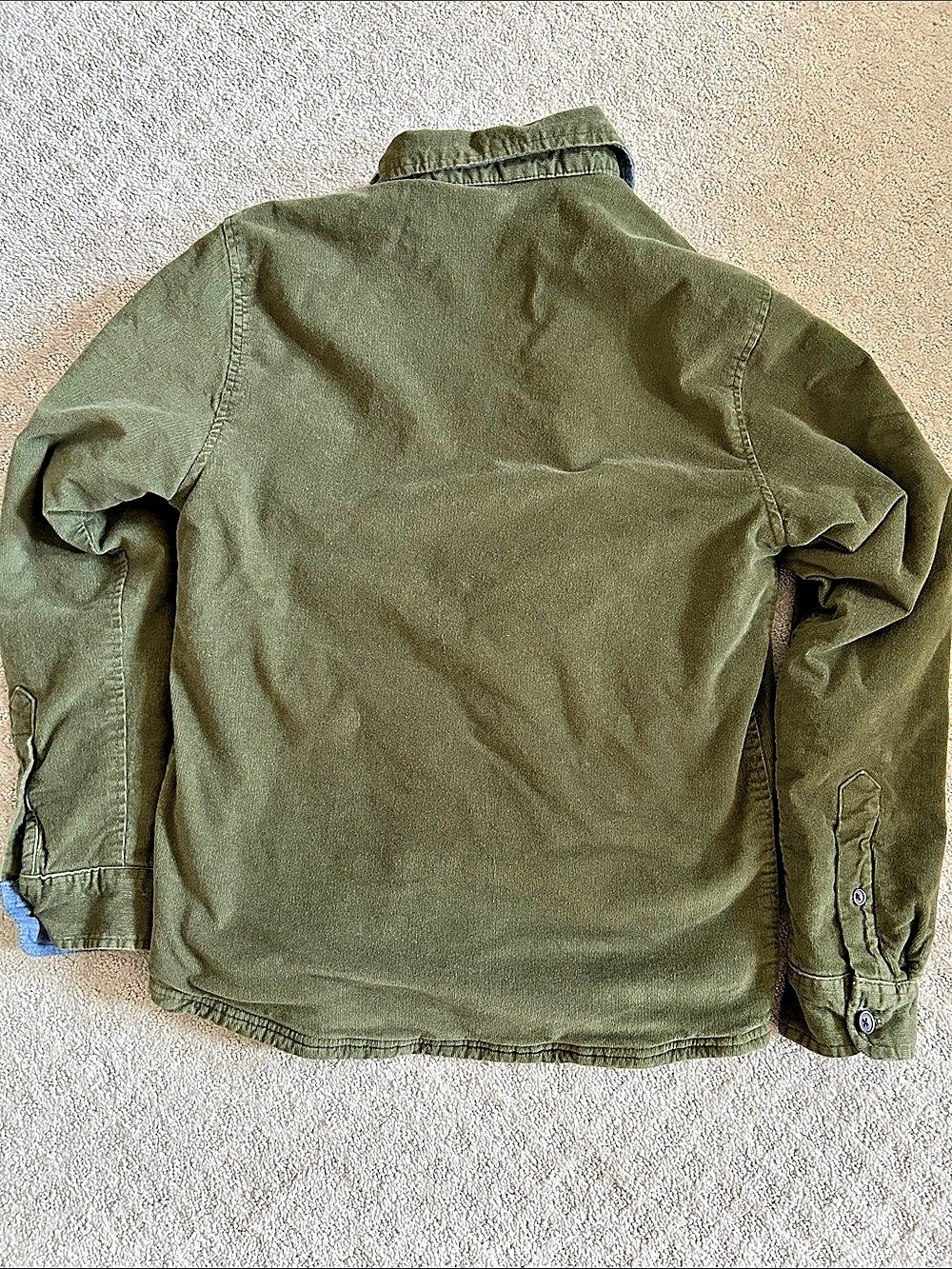 Taylor Vintage Olive Green Corduroy Sherpa-Lined Field Jacket / Shacket, Small - Picture 3 of 6